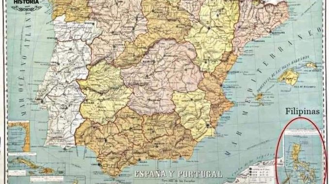 El mapa de España que se estudiaba en las escuelas en 1877