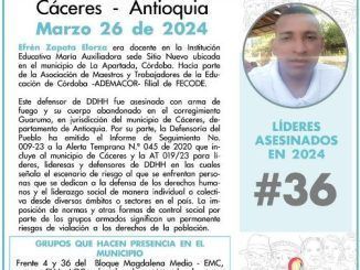 Colombia se desangra día a día con 36 asesinados en 3 meses de 2024